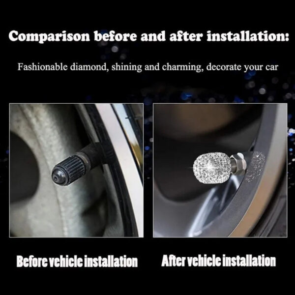 4Pcs Rhinestone Car Tire Valve Caps Diamond Inlay Bling Bling Car Wheel Valve Cover Decoration Dustproof Cap Auto Accessories - Image 4