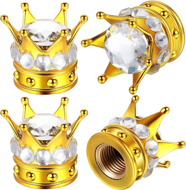 4 Pcs Crown Tire Valve Stem Caps Bling Crystal Rhinestone Universal Chrome Crown Vehicle Car Tire Caps Covers  Autos Accesorios - Image 11