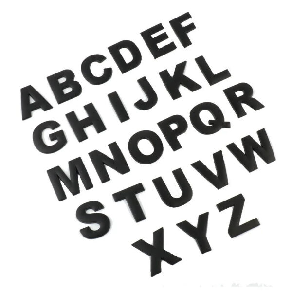 1PC Matte Black 3D Auto Metal Letter Emblem DIY Digital Alphabet Car Sticker Exterior High-About 25mm Accessory - Image 5