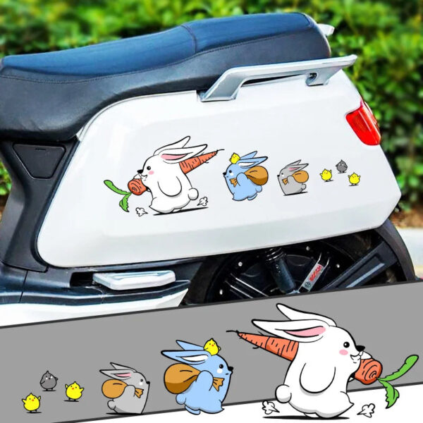 Cute Bunny Sticker Car Animal Styling Funny Rabbit Decor Decals Auto Motorcycle Body Bumper Cartoon Stickers Decoration - Image 3