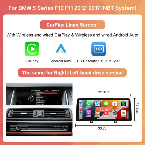Wireless CarPlay Android Auto Car Radio Multimedia Player Linux Display Screen For BMW 5 Series F10 F11 2012-2017 CIC NBT - Image 9