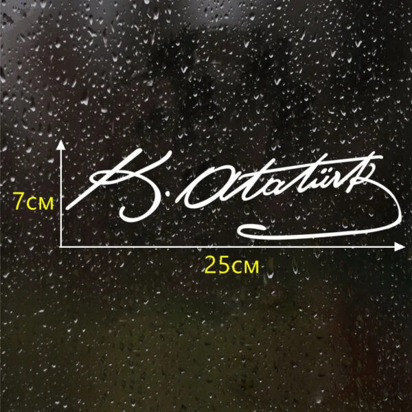 CS-905# 25*7cm Signature Ataturk car sticker vinyl decal white/black for auto car stickers styling car decoration - Image 6