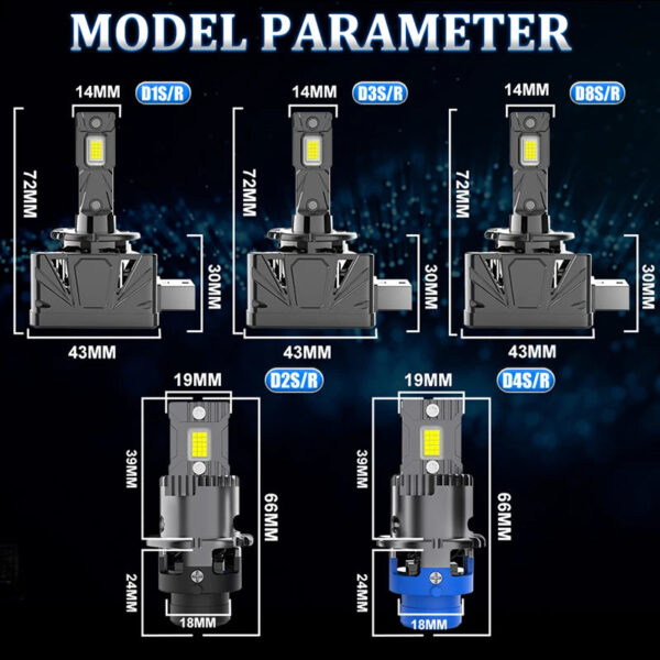2PCS D2S D4S D2R LED Headlight HID D1S D3S D8S LED Headlamp Bulbs 1000000LM Xenon Car Lights Turbo Lamps Canbus 6000K Plug&Play - Image 6