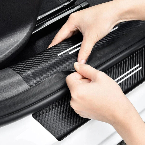 4PCS Carbon Fiber Car Sticker Auto Door Threshold Waterproof stickers For Toyota Yaris Hilux Corolla Prius Avensis Emblem Auris - Image 5