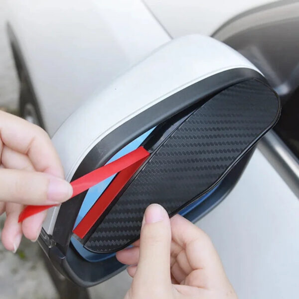 2/4pcs Car Rearview Mirror Rain Eyebrow Carbon Fiber Sun Visor Shade Cover Universal Auto Rear View Mirror Rainy Shield Guard - Image 3
