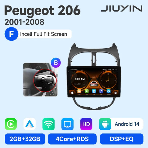 Android 15 Wireless CarPlay Auto Car Radio For Peugeot 206 206CC 206SW 2001-2008 Car Intelligent Systems DSP SWC RDS GPS FM - Image 22