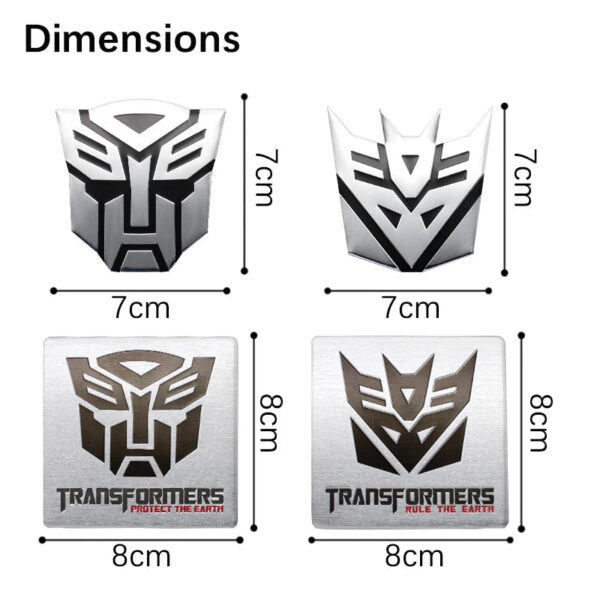 1PCS 3D Aluminum Metal Autobots Logo Transformers Car Stickers Auto Body Trunk Window Car Styling Emblem Badge Decal Accessories - Image 2