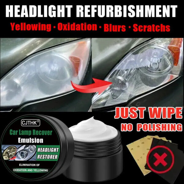 Car Headlight Restoration Polishing Kits Headlamp Scratch Remover Repair Cleaning Paste Remove Oxidation Headlight Polish Liquid - Image 3