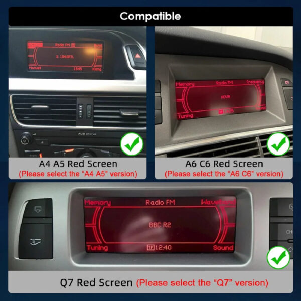 Nunoo Android 14 CarPlay Car Radio Player For Audi A4 A5 A6 Q7 MMI 2G Basic Red Screen GPS Navi Multimedia Stereo WiFi - Image 2