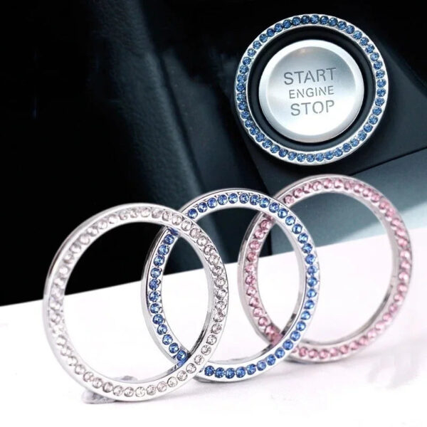 1PC Car Ignition Diamond Sticker  for Auto Motorcycle Styling Rhinestone Decoration Circle Cover Decal - Image 2