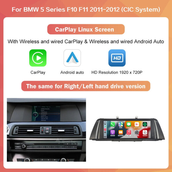 Wireless CarPlay Android Auto Car Radio Multimedia Player Linux Display Screen For BMW 5 Series F10 F11 2012-2017 CIC NBT - Image 8