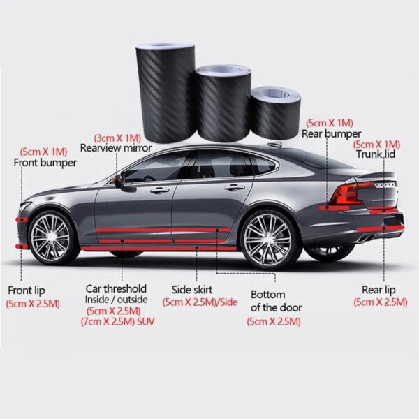Nano Carbon Fiber Car Stickers DIY Paste Protector Strip Auto Door Sill Side Mirror Anti Scratch Tape Waterproof Protection Film - Image 6