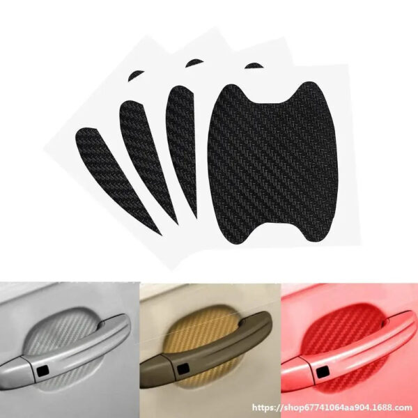 4pcs/Set Carbon Fiber Car Door Anti-Scratch Protective Cover Stickers Handle Cup Bowl Sticker Auto Accessories Exterior Styling
