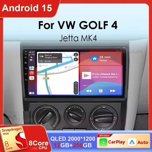 Car Radio Android 15 For Volkswagen VW Golf 4 IV Jetta MK4 Classics Multimedia Player Carplay GPS Android Auto Stereo DSP WIFI