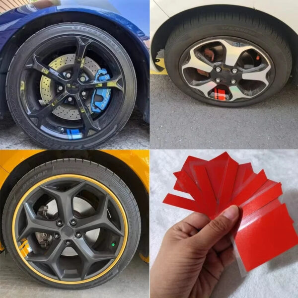 6PCS Reflective Car Wheel Decal Sticker Pressure Adhesive Auto Red Accessories Car Stickers Wheel Hub Decals Dropshipping - Image 5