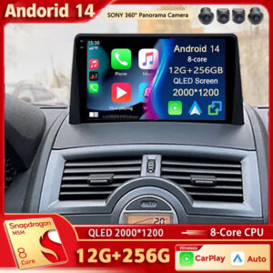 Android 14 For Renault Megane 2 2002-2009 2K QLED Android Car Radio Multimedia Video Player GPS Stereo CarPlay 4G Navigationv BT