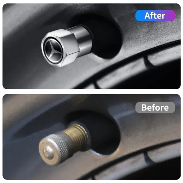 4pcs Car Wheel Tire Valve Caps Stem Case With Logo Auto Styling for Mercedes Benz W211 W204 W210 W203 CLA GLA Auto Accessories - Image 4