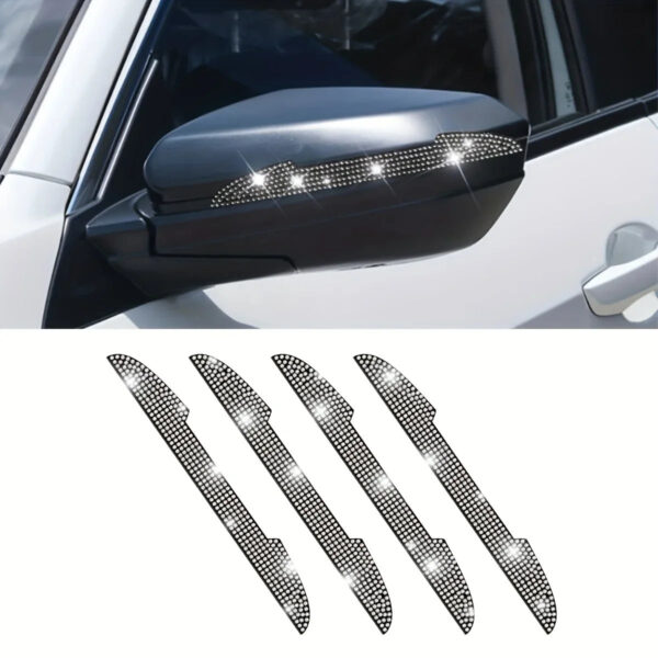4pcs Universal Handle Car Rearview Mirror Door Edge Protector Diamond Crystal Bling Decoration Sticker Decal Auto Accessories - Image 8