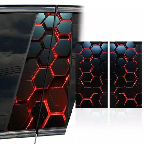 2Pcs Honeycomb-Car Stickers Auto B Pillar Waterproof Funny Decoration Cover Scratches Sunscreen Car Doors Pillar PET Decals - Image 6