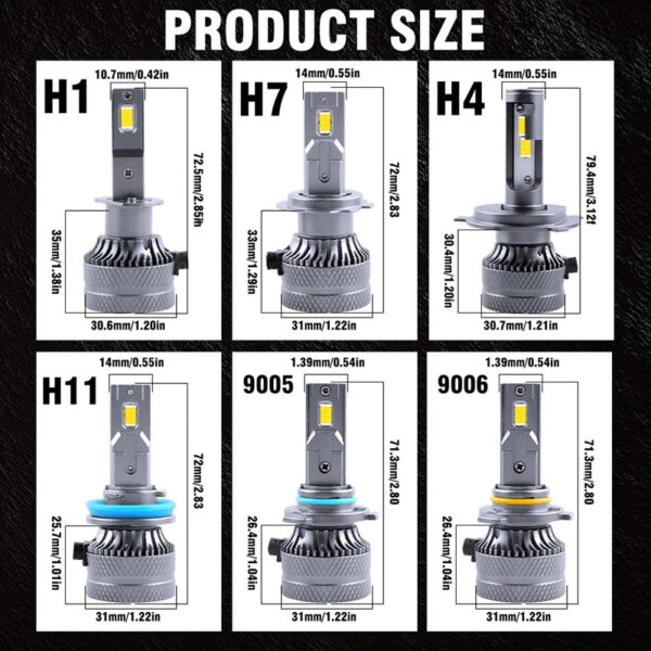 2200W 3000000LM Canbus H4 H7 H1 LED H8 H9 H11 9005 9006 9012 HB3 HB4 Car LED Headlight Auto Fog Lamp LED Bulb 6000K 12V 12pc CSP - Image 6