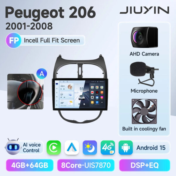 Android 15 Wireless CarPlay Auto Car Radio For Peugeot 206 206CC 206SW 2001-2008 Car Intelligent Systems DSP SWC RDS GPS FM - Image 16