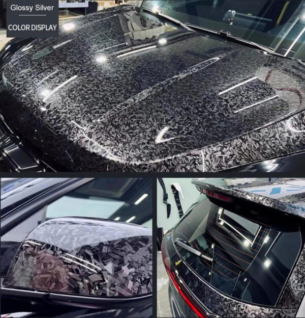 Glossy Laser Forged Carbon Fiber Vinyl Wrap Self Adhesive Car Sticker Waterproof Auto Glossy Vinyl Carbon Film for Car Decal - Image 5