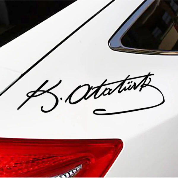 CS-905# 25*7cm Signature Ataturk car sticker vinyl decal white/black for auto car stickers styling car decoration - Image 3