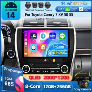 Android 14 Carplay Auto Car Radio For Toyota Camry 7 XV 50 55 2012 - 2017 Navigation GPS Multimedia Player video Stereo WIFI+4G