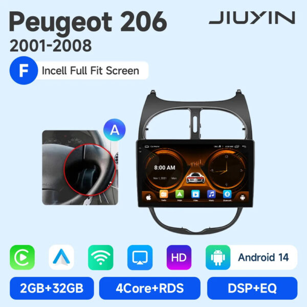Android 15 Wireless CarPlay Auto Car Radio For Peugeot 206 206CC 206SW 2001-2008 Car Intelligent Systems DSP SWC RDS GPS FM - Image 11