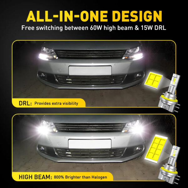 AUXITO 2Pcs Turbo H15 Canbus LED Bulbs for Skoda Volkswagen Golf 7 Mazda High Beam Headlights DRL Daytime Running Lights 30000LM - Image 3