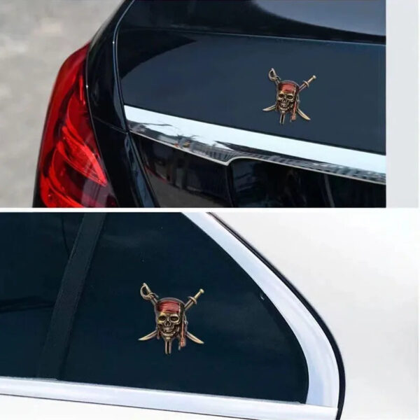Car Styling 3D Metal Pirate Skull Emblem Badge Stickers Decals Auto Motorcycle Cover Scratches Personality Decor Accessories - Image 3