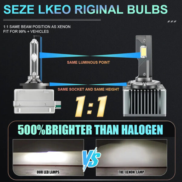 D1S D3S LED CANBUS Headlight Bulb Xenon D2S D4S D8S D1R D2R D3R Turbo 1200000LM Auto Light Super Bright CSP Chip 6000K Car Lamp - Image 4