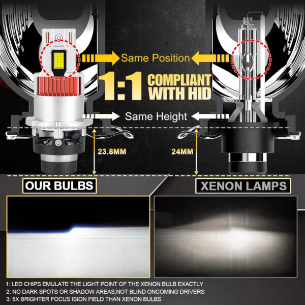 2Pc D2S D4S LED Car Headlight Bulb Canbus Xenon Bulbs HID D1S D3S 1200000LM High Power Super Bright 6000K 12V Auto Lamp Light - Image 5