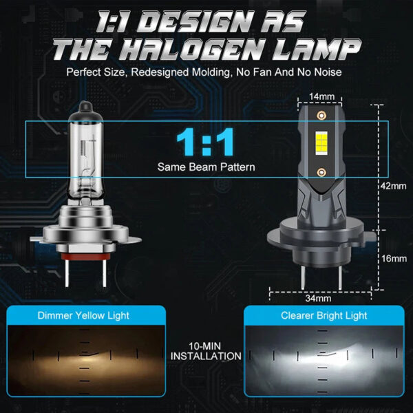 Dualvision H7 LED H18 Headlight Bulb Mini Wireless 30000LM 6000K CSP Car Headlamp Auto Diode Lamps H7 Turbo Led 12V Automobile - Image 4