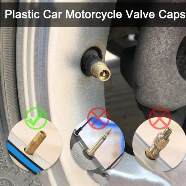 20PCS Car Tire Valve Plastic Black Bike Tyre Valve Caps O Rubber Ring Covers Dome Shape Dust Valve for Auto Motorcycle Cap Decor - Image 6