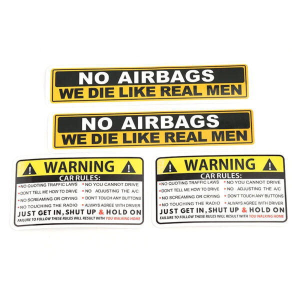 1 Pcs Decal Safety Warning Rules Decal PVC Car Stickers Auto NO AIRBAGS WE DIE LIKE REAL MEN for Car Audi Honda Toyota KIA - Image 6
