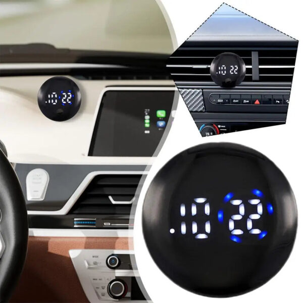 1pc Mini Car Clock Luminous Automobiles Internal Stick-On Digital Watch White Black Mechanics Quartz Clocks Auto Ornament