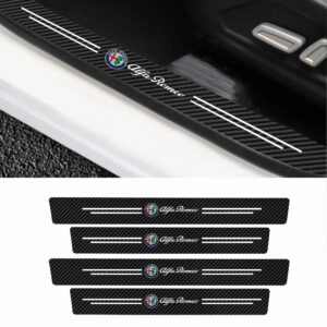 4PCS Pu leather Car Door Sill Threshold Anti-scratch Protector Stickers For Alfa Romeo Sportiva GT 147 156 Mito Auto Accessories