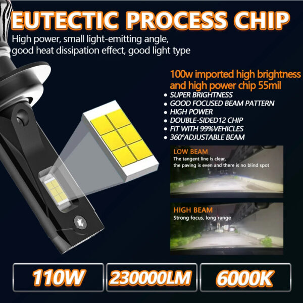 AKE H4 LED H7 H11 Car Headlight Bulbs 110W 230000LM CSP H1 9005 HB3 9006 HB4 9012 HIR2 Turbo Lamp 6000K Car Light 12V Auto Lamp - Image 3