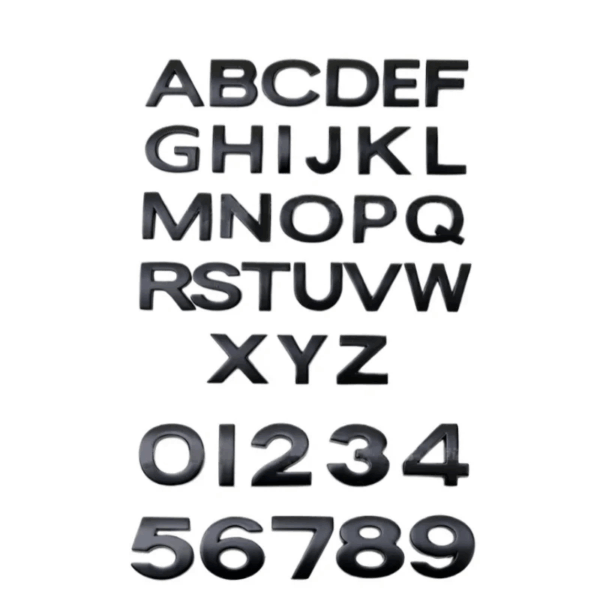 1PC Matte Black 3D Auto Metal Letter Emblem DIY Digital Alphabet Car Sticker Exterior High-About 25mm Accessory - Image 2