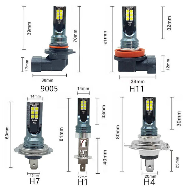 2Pcs Super Bright H4 H7 Led Bulb Car Headlight Motorcycle H1 H3 H8 H9 H11 Auto Fog Lamps 9005 9006 HB3 HB4 Light 12v 24V 80W - Image 6