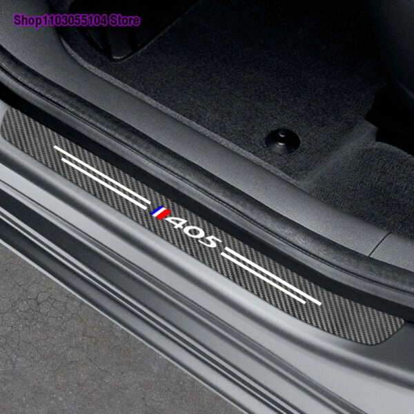 4pcs Carbon Fiber Car Door Sill Sticker For Peugeot 405 406 407 408 GT GTLINE Auto Accessories - Image 4