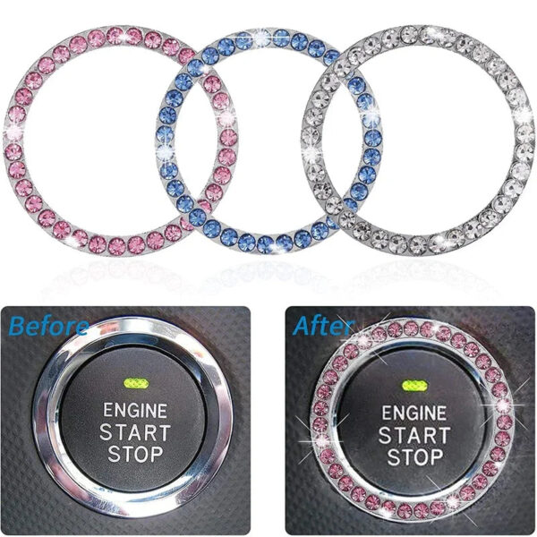 Car Ignition Key Ring Diamond Rhinestone Stickers for Auto Motorcycle Styling Bling Decoration Key Circle Button Car Accessories - Image 2