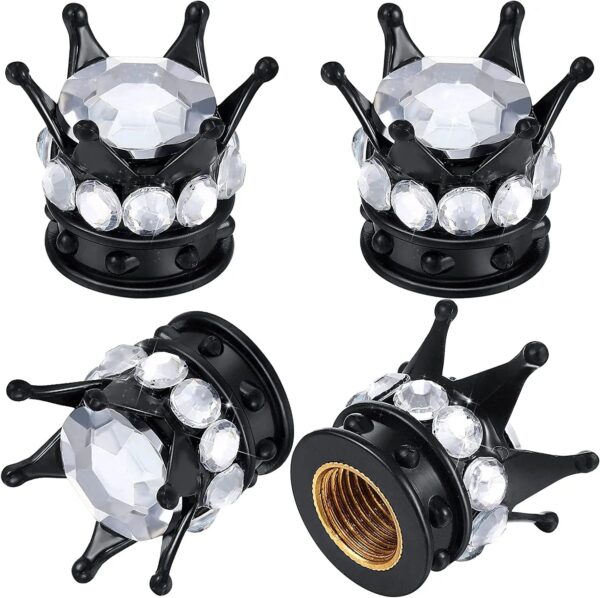 4 Pcs Crown Tire Valve Stem Caps Bling Crystal Rhinestone Universal Chrome Crown Vehicle Car Tire Caps Covers  Autos Accesorios - Image 17