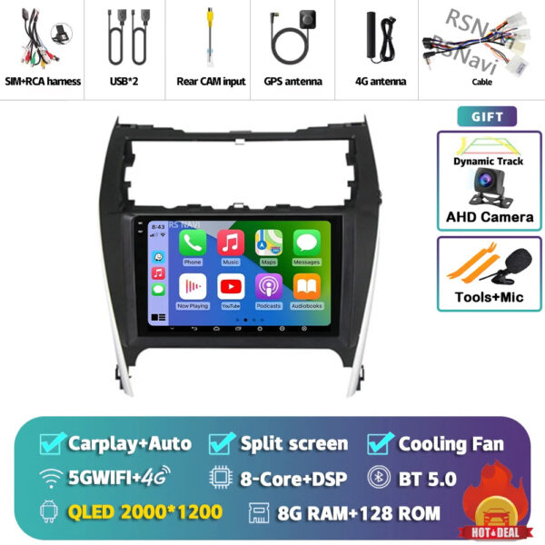 Android 14 Carplay Auto Car Radio For Toyota Camry 7 XV 50 55 2012 - 2017 Navigation GPS Multimedia Player video Stereo WIFI+4G - Image 8