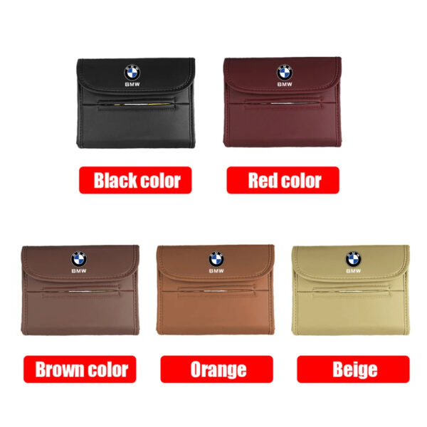 PU Leather Car Tissue Box Paper Towel Bag Hanging Storage For BMW M E39 E46 E60 E90 F30 F10 F20 F25 F15 X1 X3 Auto Accessories - Image 2