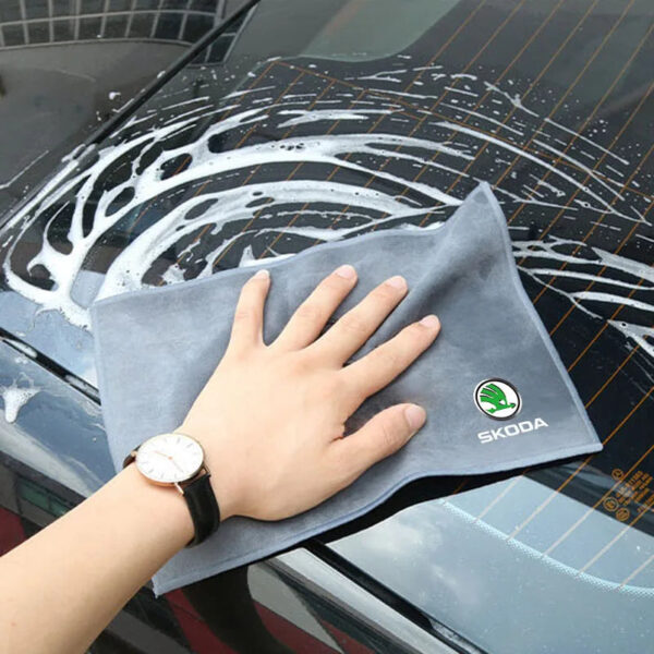 Fiber Fleece Car Cleaning Car Wash Towel Auto Tool Accessories For Skoda Kodiaq Fabia Kamiq Karoq Octavia 2 3 Rapid Scala Kami - Image 4