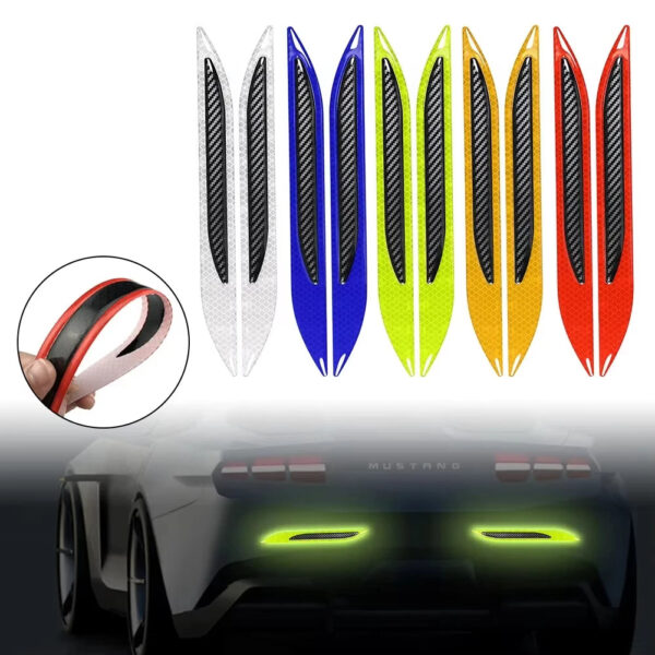 2Pcs Universal Carbon fiber Car Sticker Bumper Protector Reflective Strips Truck Auto Motorcycle Anti-Scratch Warning Stickers - Image 2