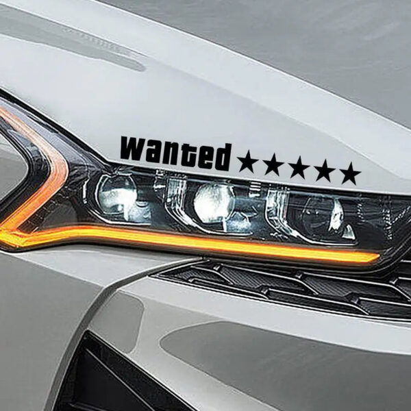 Wanted Car Sticker Water Resistant Auto Decors Decal Five Stars Car Sticker Auto Body Decoration Sticker For Truck Rear Window - Image 2