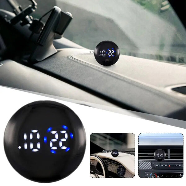 1pc Mini Car Clock Luminous Automobiles Internal Stick-On Digital Watch White Black Mechanics Quartz Clocks Auto Ornament - Image 3